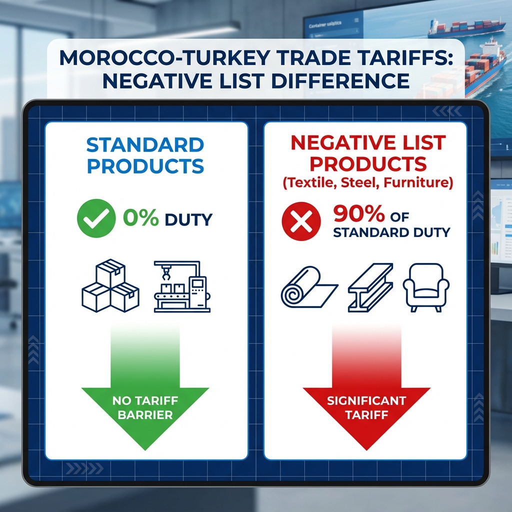 Graphique liste négative douane maroc turquie